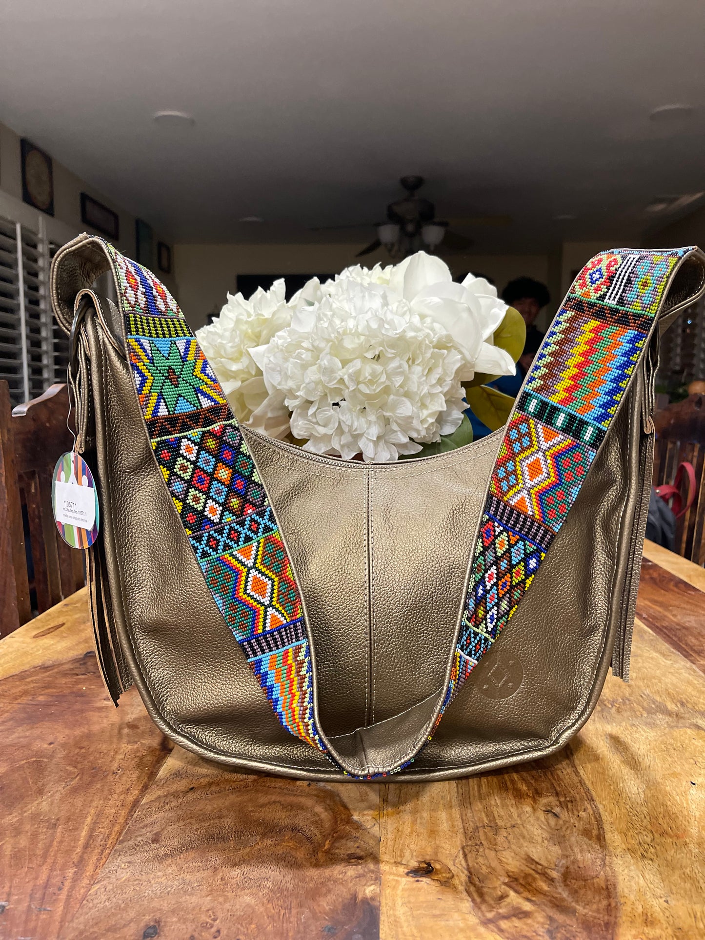 Cristina Orozco Beaded Gold Hobo