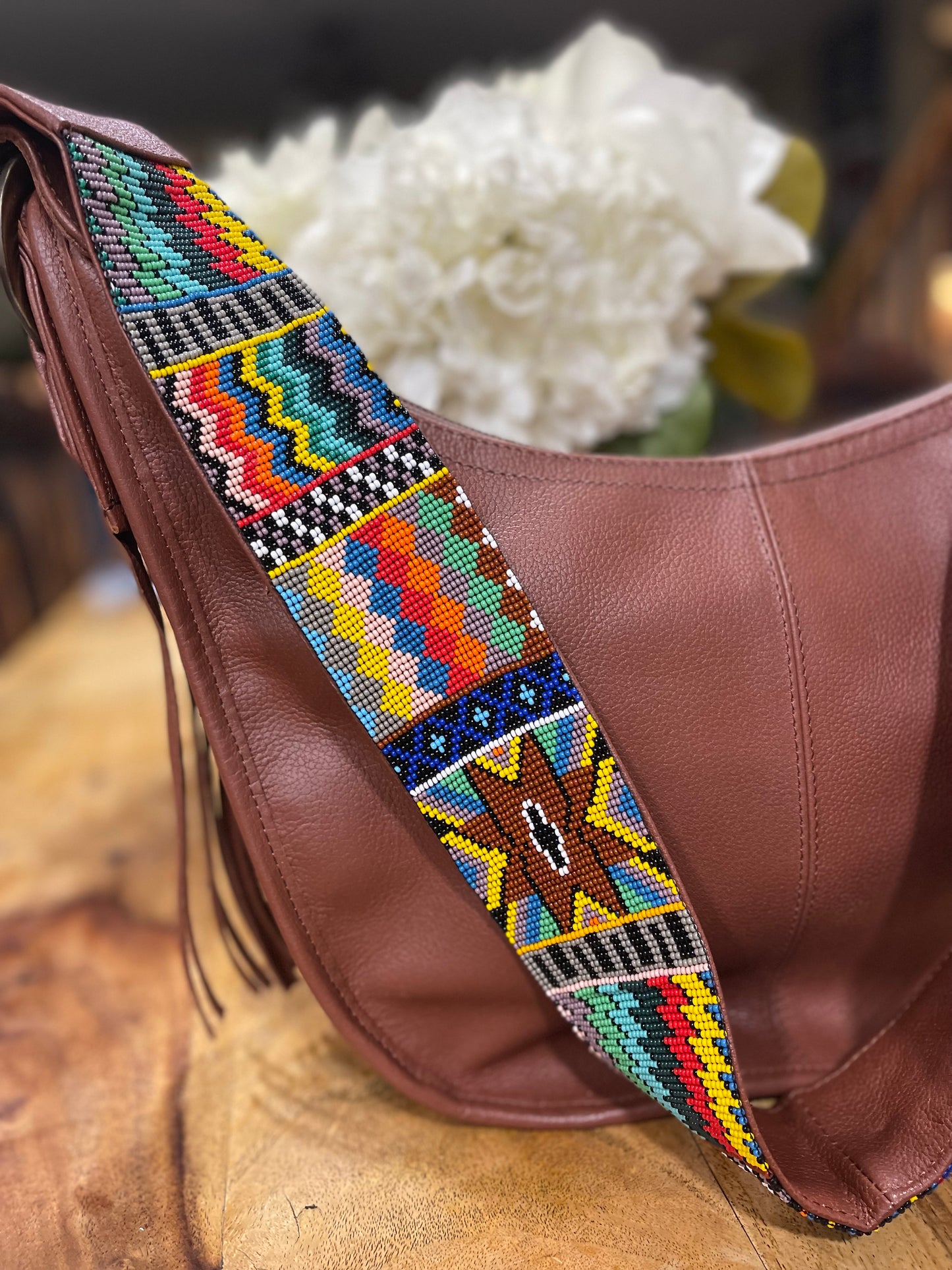 Cristina Orozco Beaded Cognac Hobo.